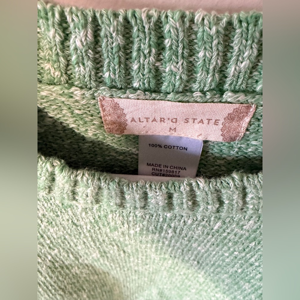 NWT Altar'd State Mint Knit Crop Top w Drawstring Medium. - Picture 2 of 6